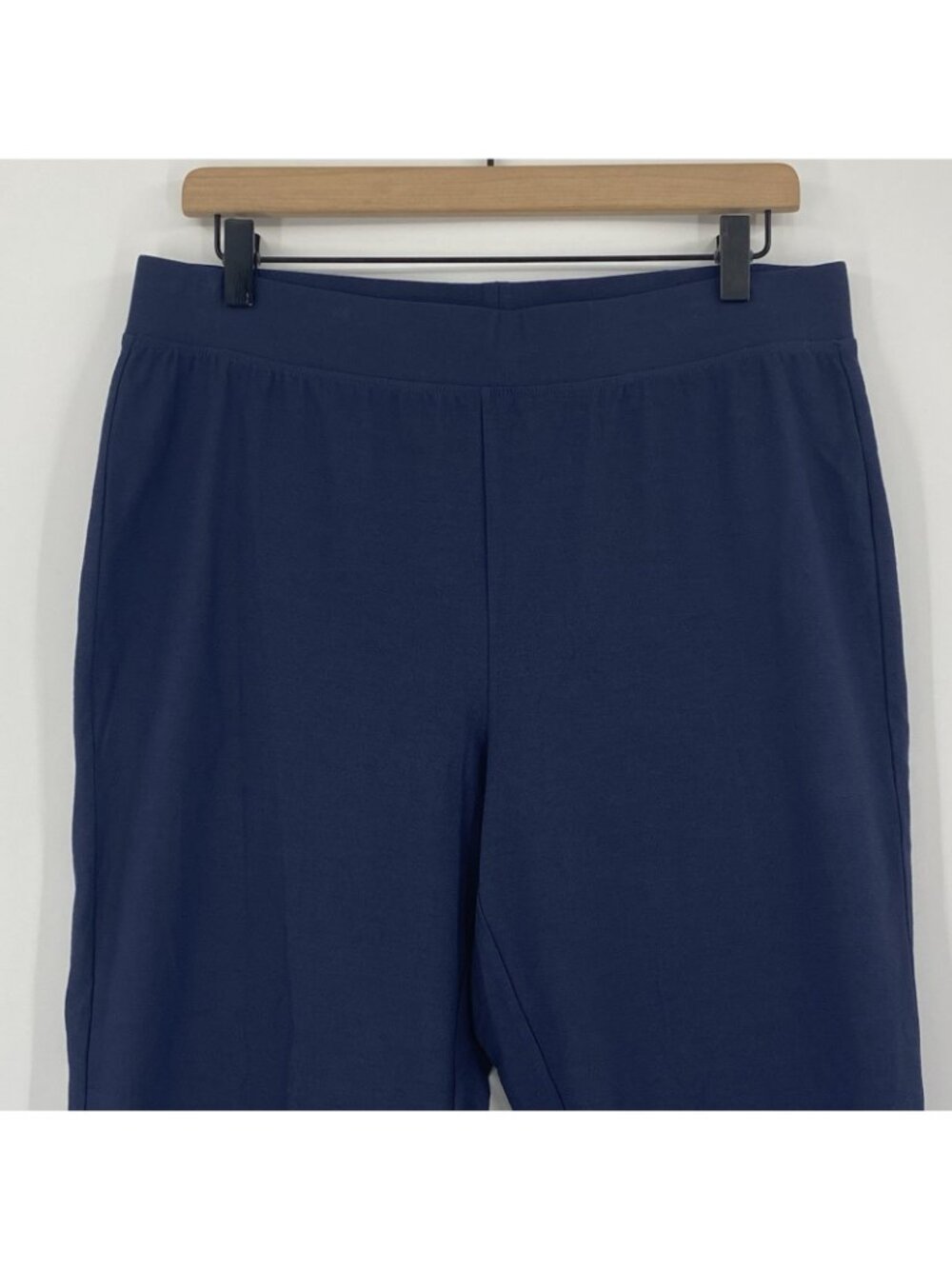 Eileen Fisher Size M Navy Blue Ankle Pants Stretch Slit Hem Pull On - Picture 7 of 12